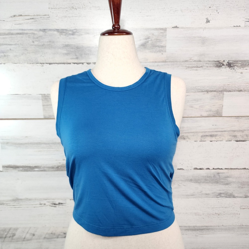 Athleta Tank Top Women XS Blue Sleeveless Cropped Activewear Casual